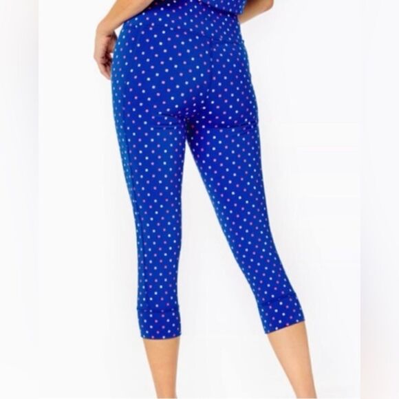 Lilly Pulitzer Royal Blue Luxletic Weekender High Rise UPF 50+ Crop Legging - Picture 2 of 11